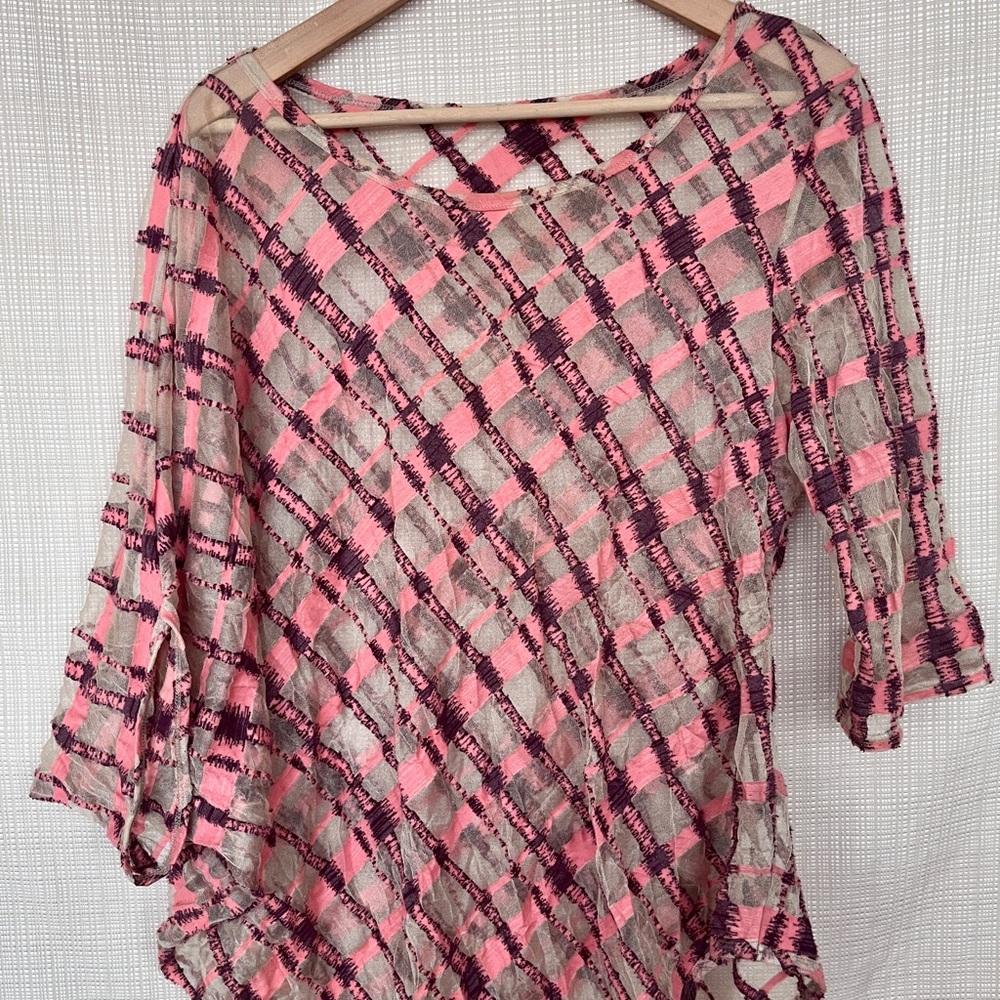 Vintage Babette San Francisco Semi Sheer Asymmetrical Top Textured Wearable Art - Picture 3 of 14